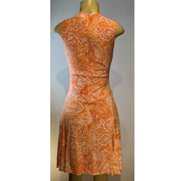 🎩🗝️ NWT $98 MICHAEL KORS Nectarine Print Criss-cross Neckline A-line Dress - Picture 2 of 3